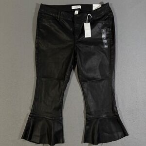 Lane Bryant Coated Black Petite‎ Flare Leggings Size 16P Super Stretch NWT